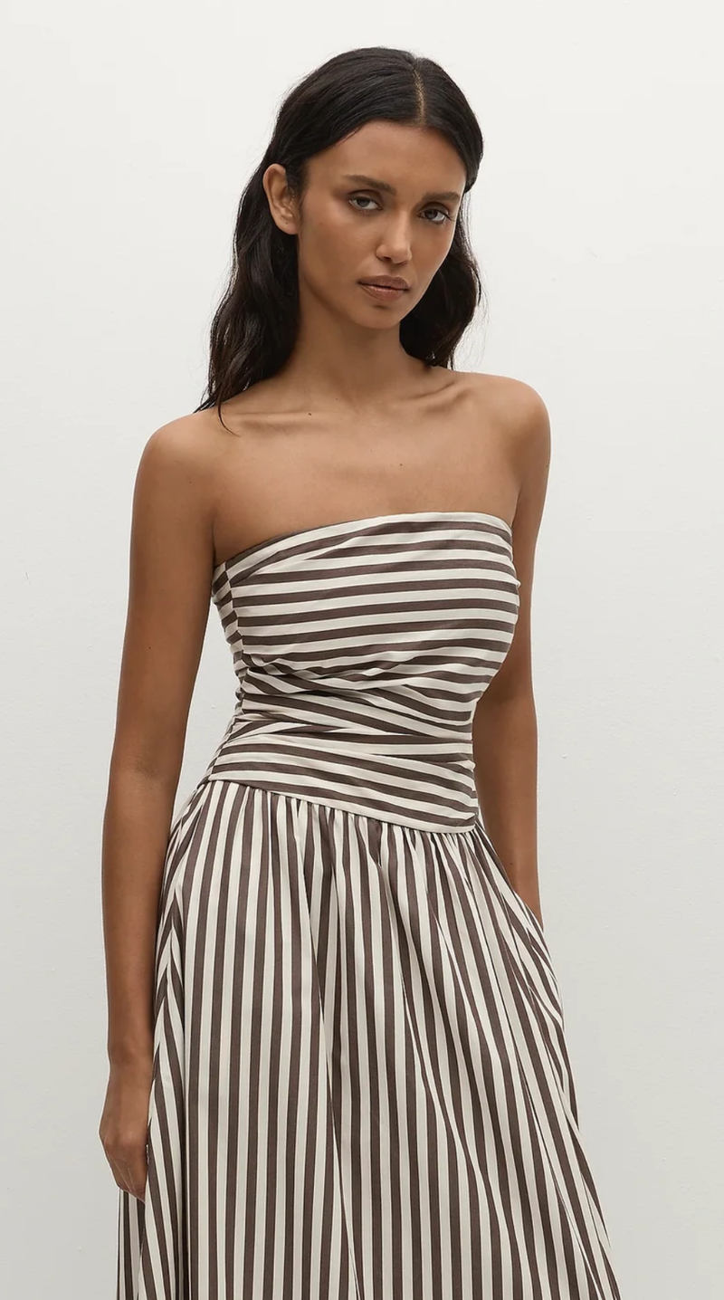 FAITHFULL THE BRAND Dress Vera Maxi Dress, Norway Stripe Espresso Soho-Boutique