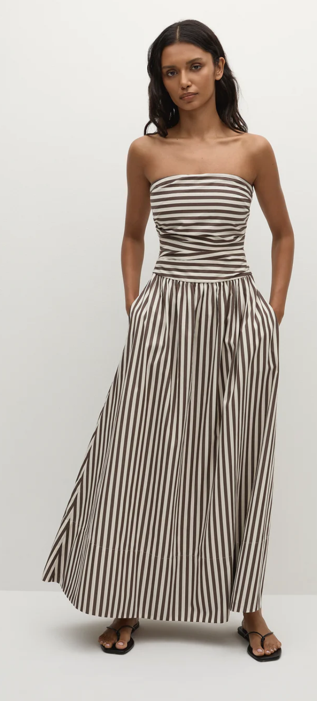 FAITHFULL THE BRAND Dress Vera Maxi Dress, Norway Stripe Espresso Soho-Boutique
