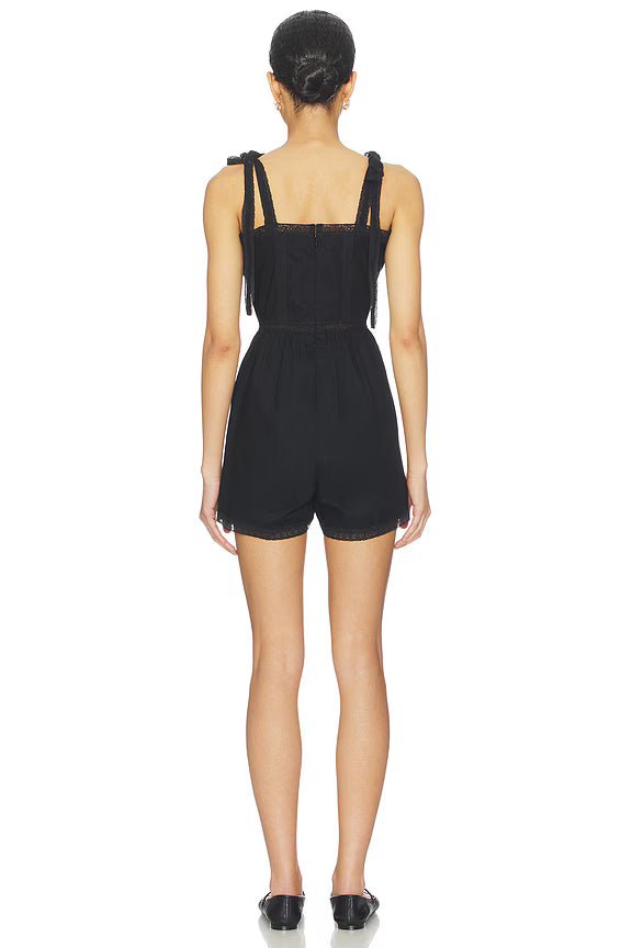 FAITHFULL THE BRAND Jumpsuit Emilia Playsuit, Fresco Lace Black Soho-Boutique