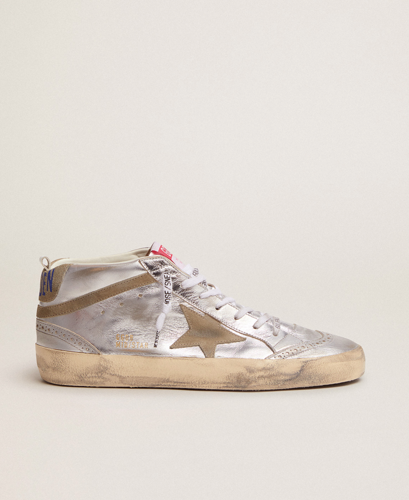 Golden Goose Deluxe Brand Sneakers Mid Star Silver Taupe Soho-Boutique