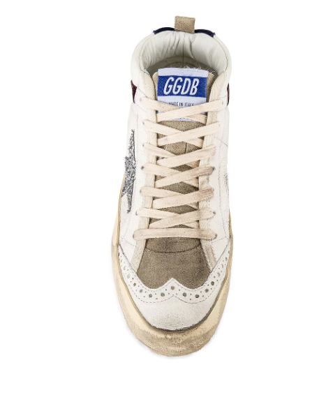 Golden Goose Deluxe Brand Sneakers Mid Star, White Silver Wine Soho-Boutique