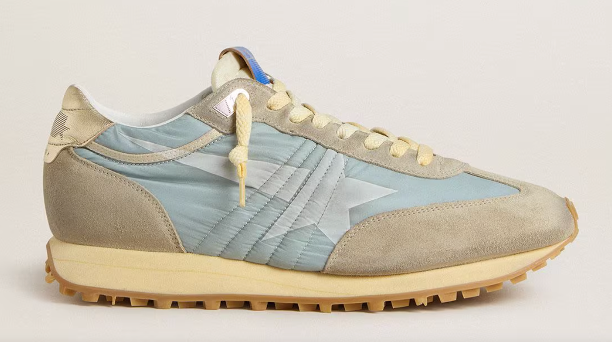 Golden Goose Deluxe Brand Sneakers Running Marathon, Blue Nylon + Suede, Light Blue/Ice/White Platinum Soho-Boutique
