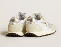 Golden Goose Deluxe Brand Sneakers Running Marathon, White/Grey/Silver Soho-Boutique