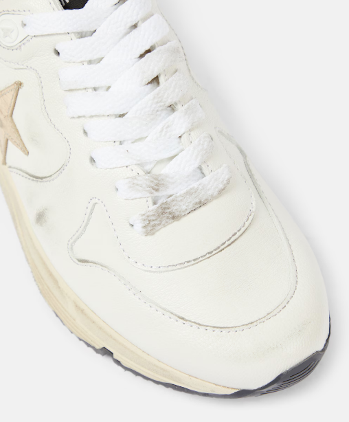 Golden Goose Deluxe Brand Sneakers Running Sole, White/Gold/Beige Soho-Boutique