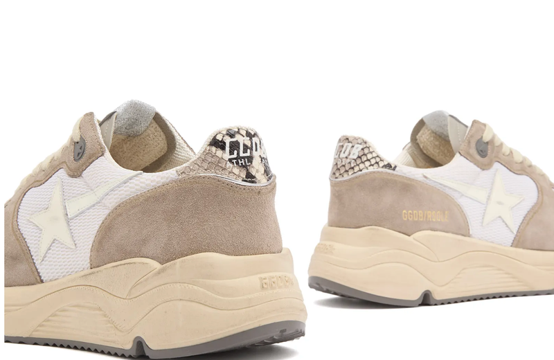 Golden Goose Deluxe Brand Sneakers Running Sole, White/Grey/Rock Python Soho-Boutique