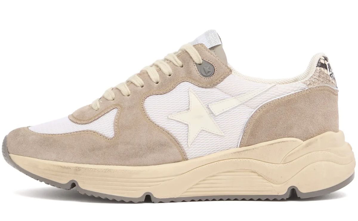 Golden Goose Deluxe Brand Sneakers Running Sole, White/Grey/Rock Python Soho-Boutique