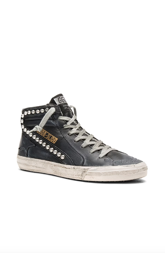 Golden Goose Deluxe Brand Sneakers Slide Black Leather Studs Soho-Boutique