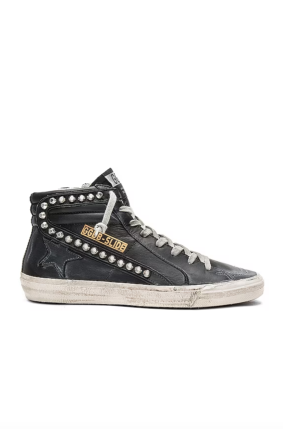 Golden Goose Deluxe Brand Sneakers Slide Black Leather Studs Soho-Boutique