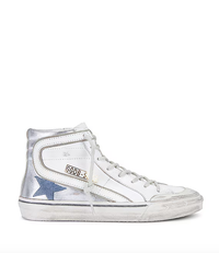 Golden Goose Deluxe Brand Sneakers Slide Penstar, White Silver Light Blue Soho-Boutique