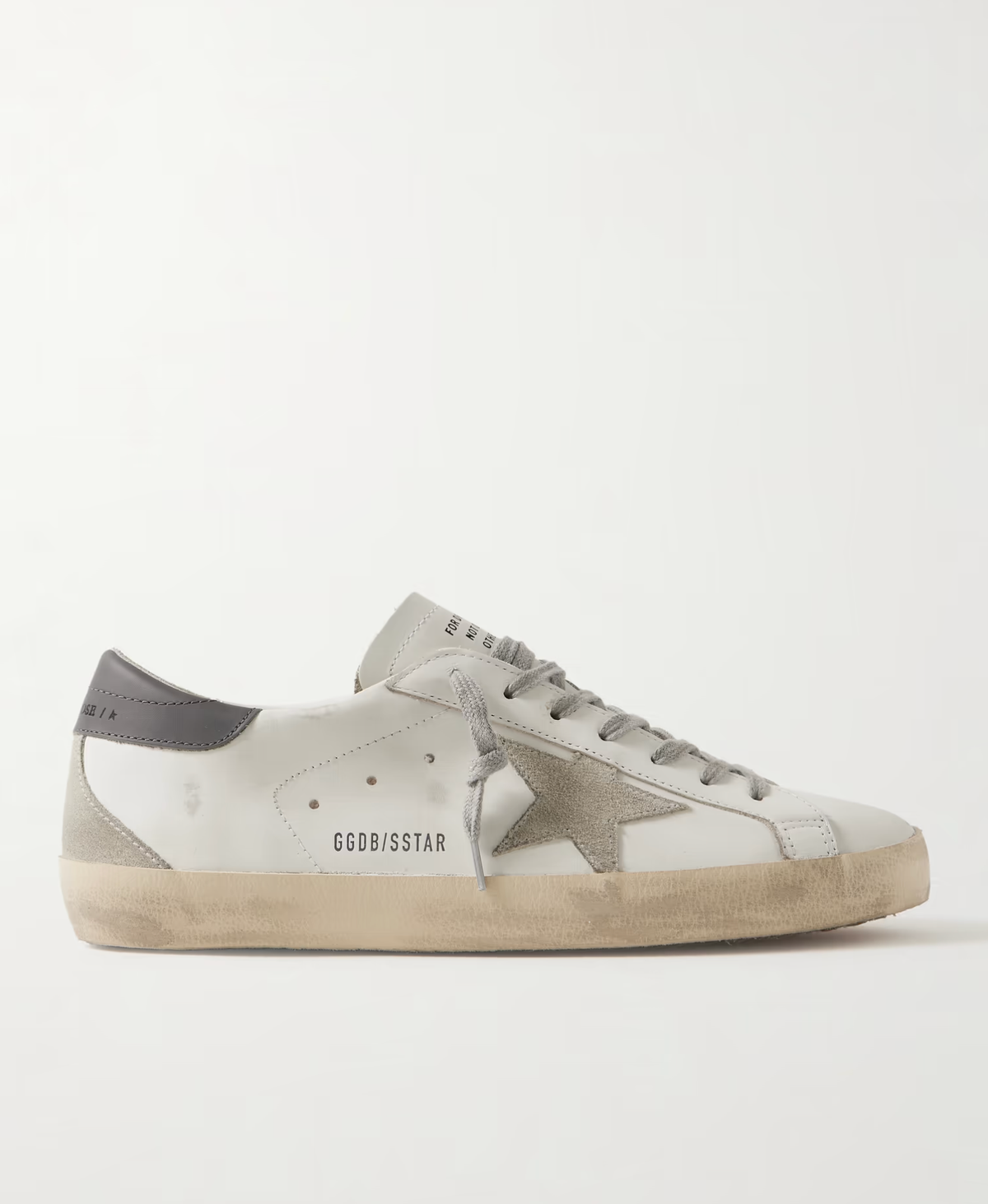 Golden Goose Deluxe Brand Sneakers Super Star, White Leather, Suede Star, White/Ice/Dark Gray Soho-Boutique