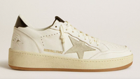 Golden Goose Deluxe Brand Sneakers Women's Ball Star with ice-gray suede star and glossy black leather heel tab Soho-Boutique