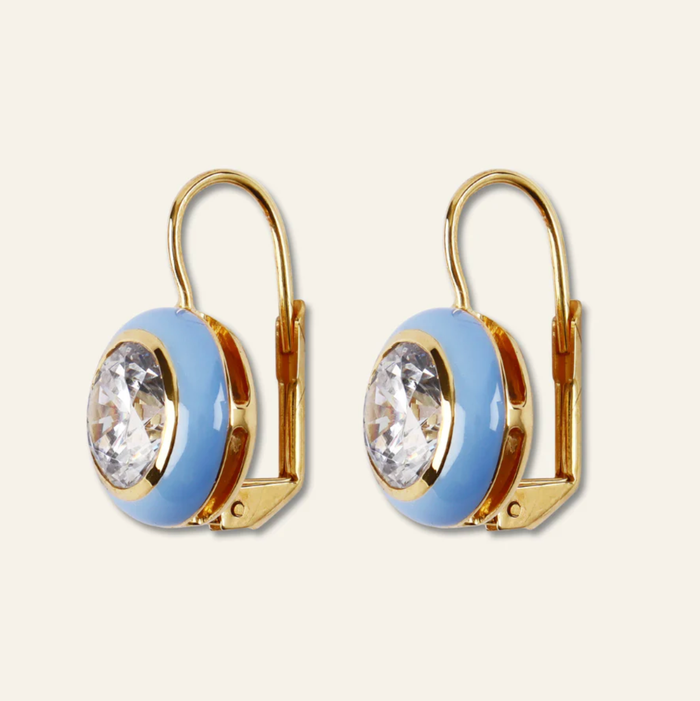 Hart Jewelry Earrings Blue Enamel Bezel Drop Earring Soho-Boutique