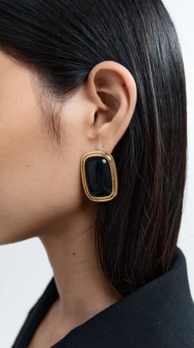 Heaven Mayhem Earrings Ribbon Black Gold Earrings Soho-Boutique