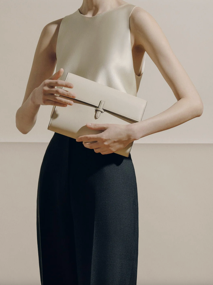 Hunting Season Bag The Large Soft Clutch in Nappa, Oyster Soho-Boutique