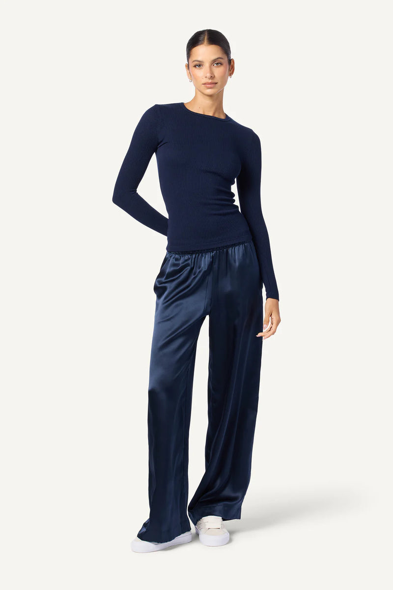 Brynn Wide Leg Pant, Midnight Navy