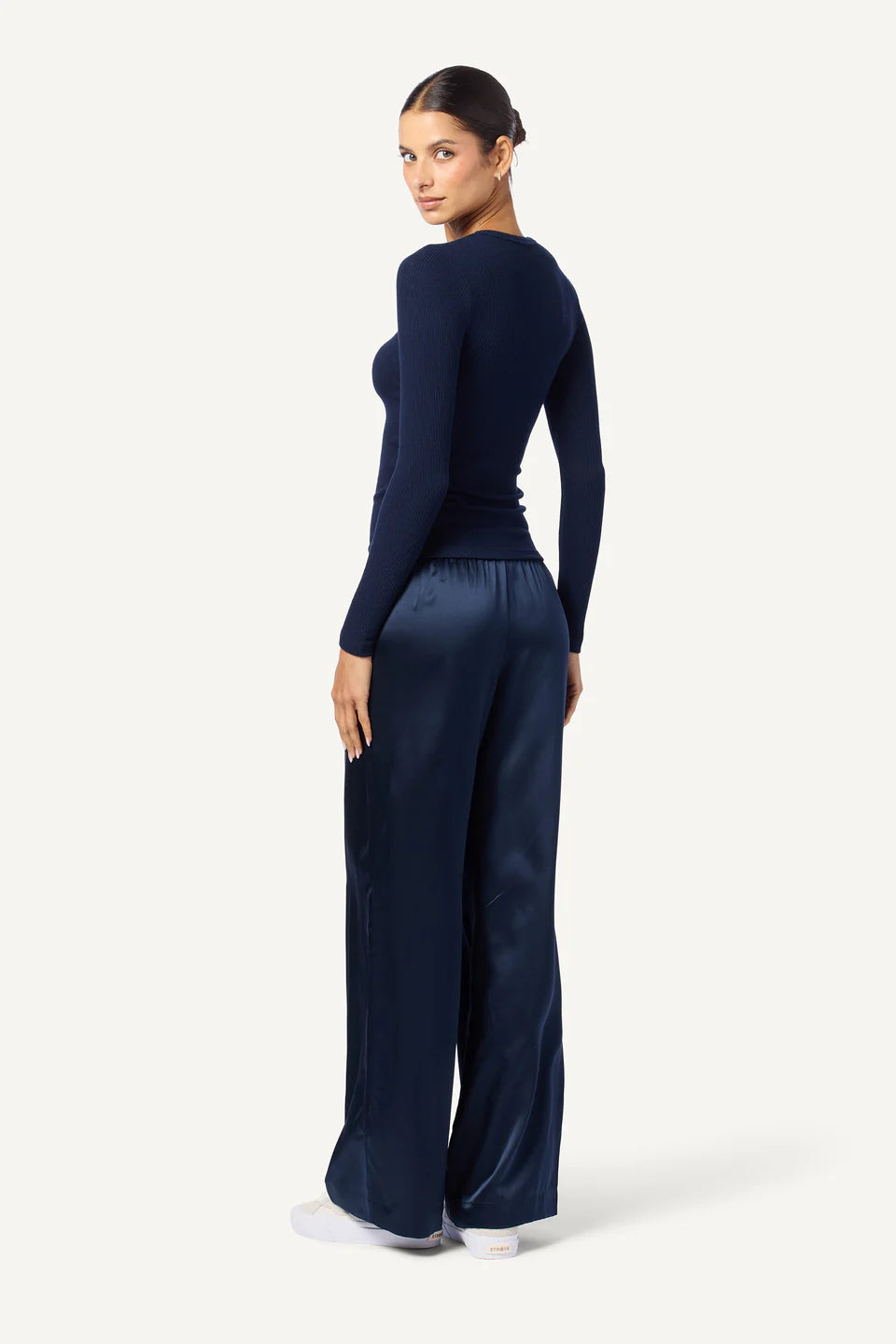 Brynn Wide Leg Pant, Midnight Navy