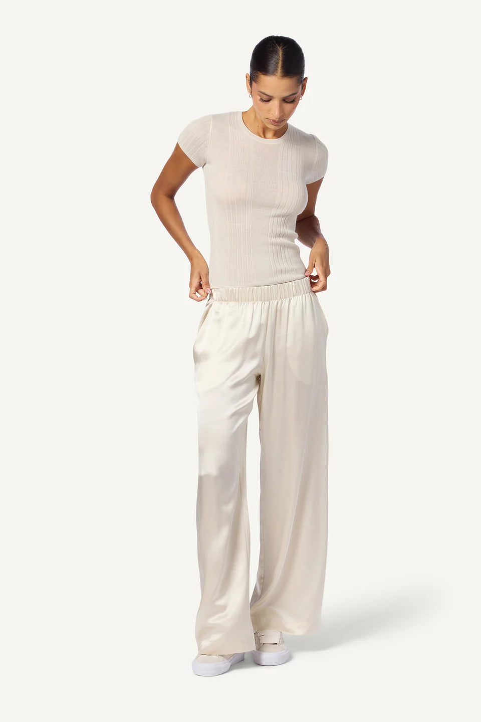 Brynn Wide Leg Pant, Gardenia