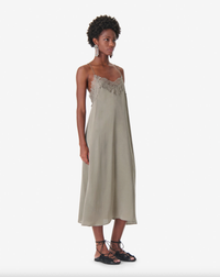 IRO Dress Bailer Long Silk Dress, Olive Green Soho-Boutique