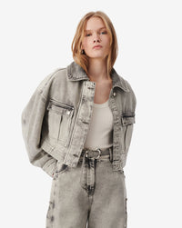 IRO Jacket Alessio Denim Short Jacket, Mixed Grey Soho-Boutique