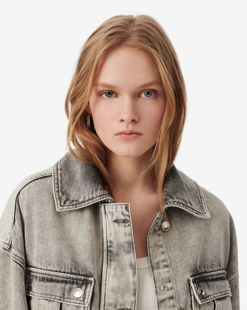 IRO Jacket Alessio Denim Short Jacket, Mixed Grey Soho-Boutique