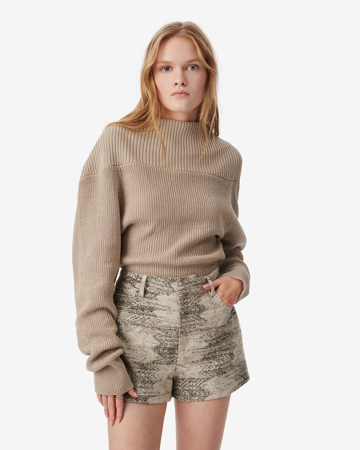 IRO Sweater Amona Crop Pullover Sweater, Mastic Soho-Boutique