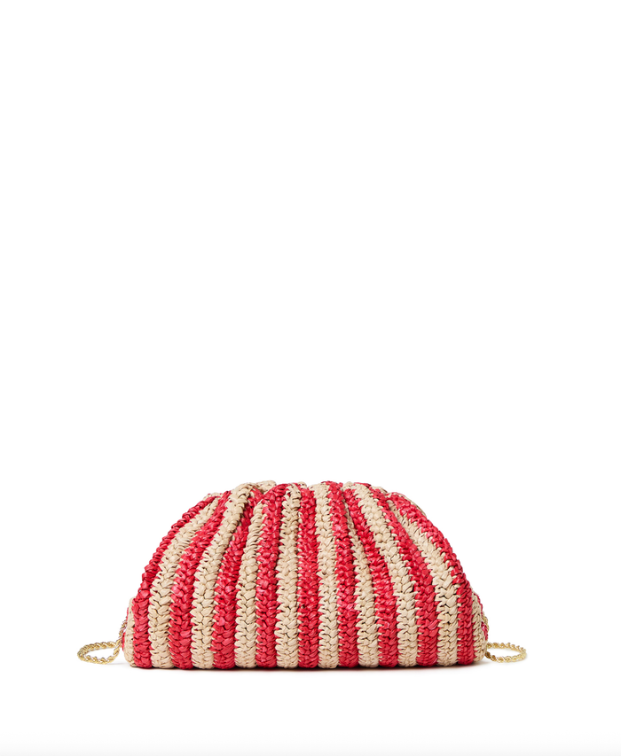 Loeffler Randall Bag Bailey Stripe Dome Clutch, Red Natural Soho-Boutique
