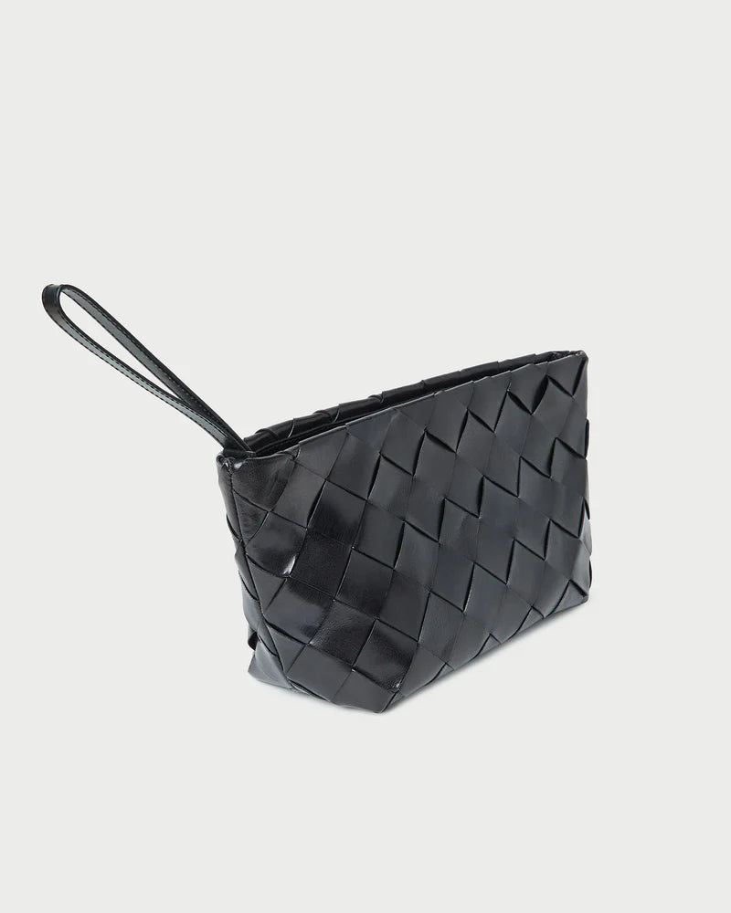 Loeffler Randall Bag Melina Woven Leather Clutch, Black Soho-Boutique