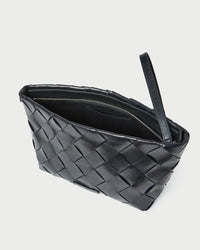 Loeffler Randall Bag Melina Woven Leather Clutch, Black Soho-Boutique