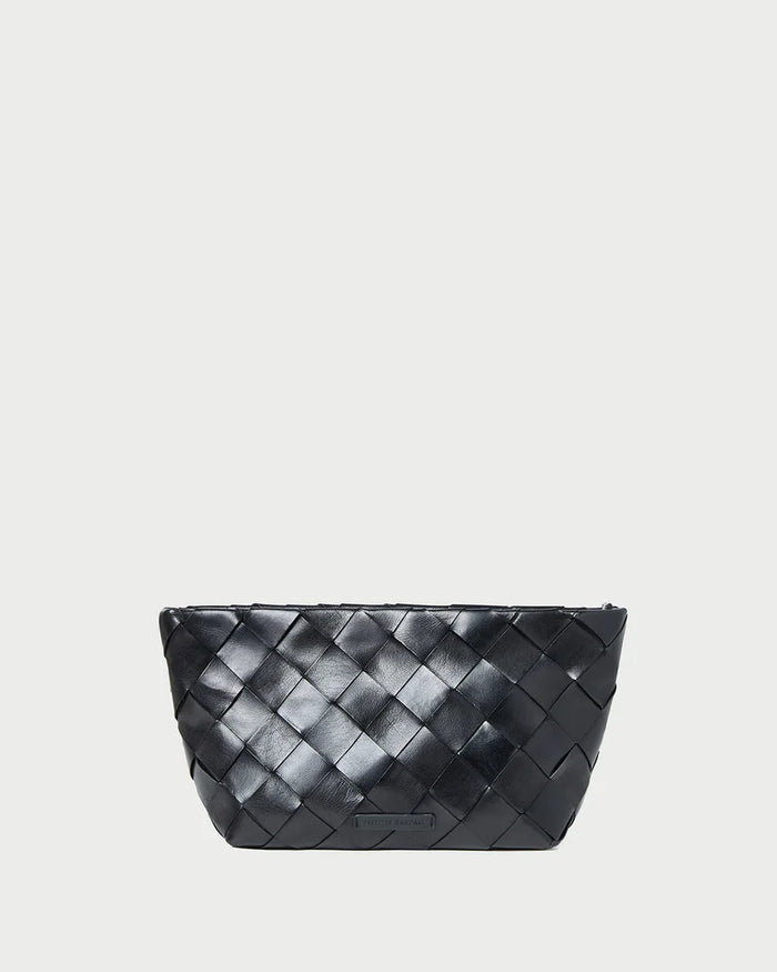 Loeffler Randall Bag Melina Woven Leather Clutch, Black Soho-Boutique