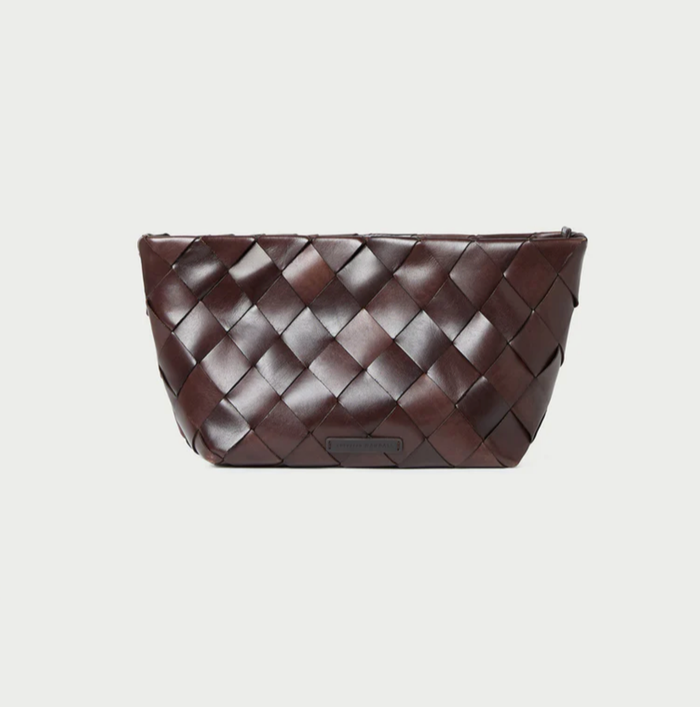 Loeffler Randall Bag Melina Woven Leather Clutch, Chocolate Soho-Boutique