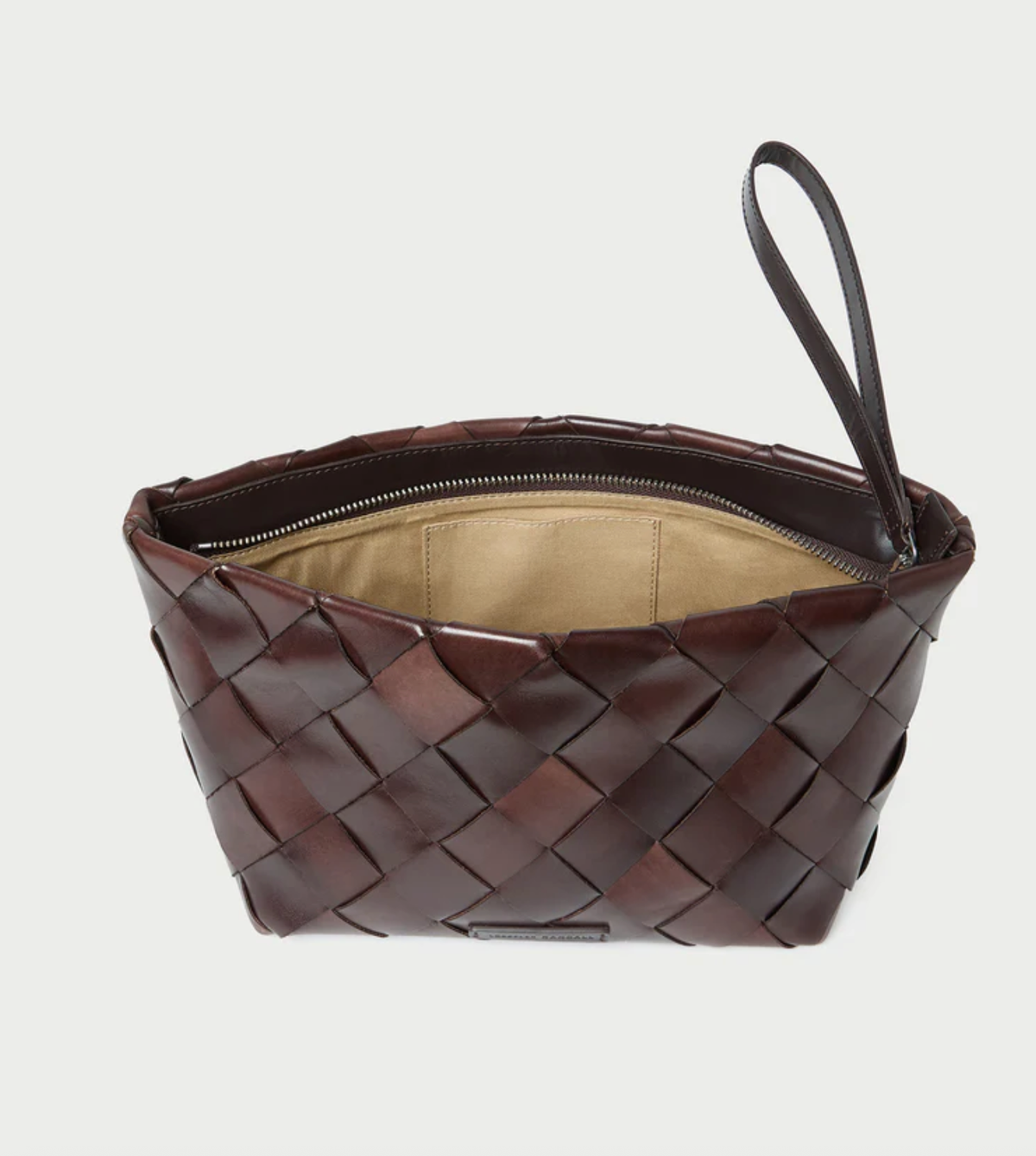 Loeffler Randall Bag Melina Woven Leather Clutch, Chocolate Soho-Boutique