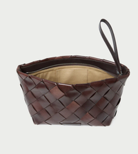 Loeffler Randall Bag Melina Woven Leather Clutch, Chocolate Soho-Boutique