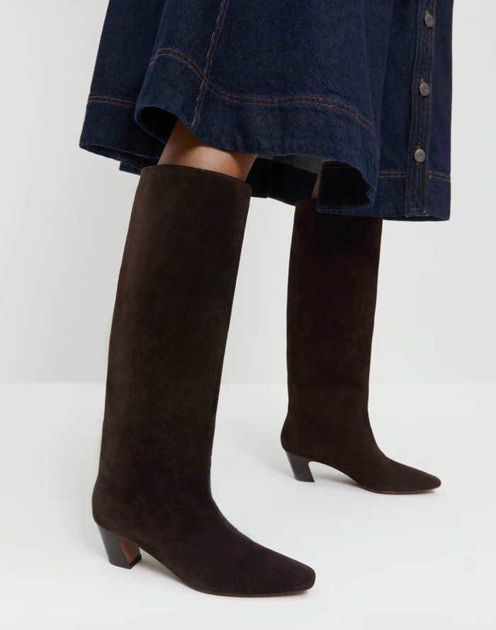 Loeffler Randall Boot Marley Tall Boot, Brown Suede Soho-Boutique