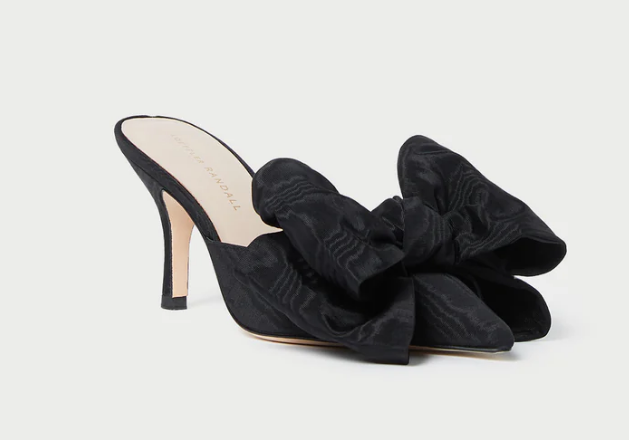 Loeffler Randall Heel Margot Bow Mule, Black Moire Soho-Boutique