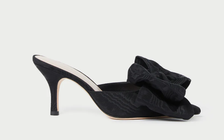 Loeffler Randall Heel Margot Bow Mule, Black Moire Soho-Boutique