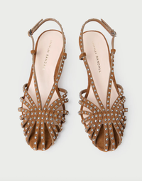 Loeffler Randall Heel Priscilla Heeled Sandal, Cacao Silver Soho-Boutique