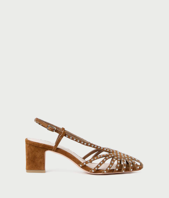 Loeffler Randall Heel Priscilla Heeled Sandal, Cacao Silver Soho-Boutique