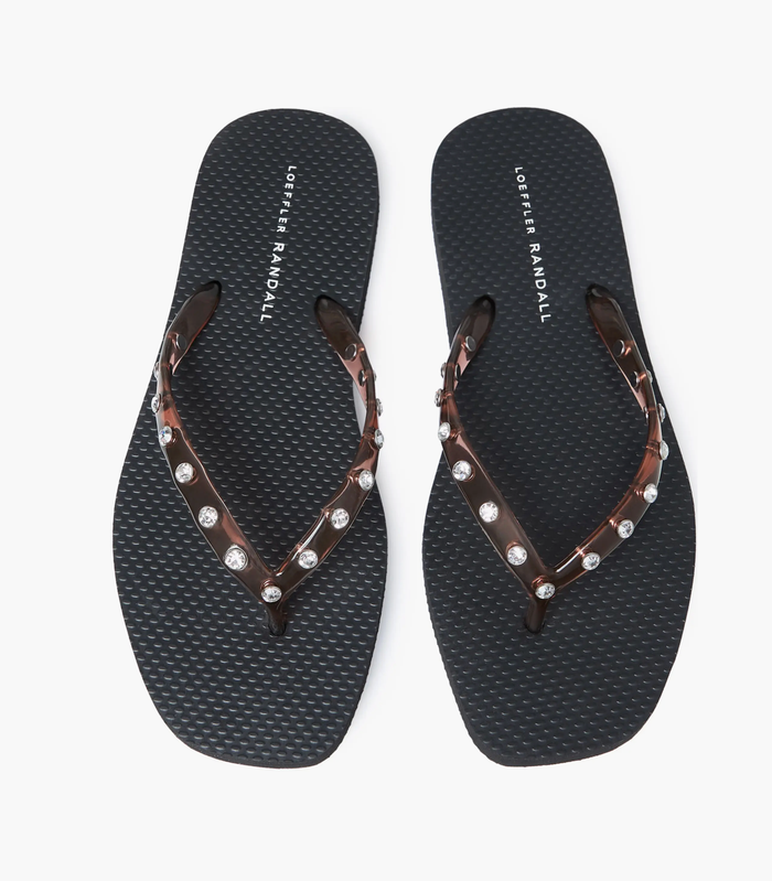 Loeffler Randall Sandals Taryn Crystal Jelly Flip Flop, Brown and Black Soho-Boutique