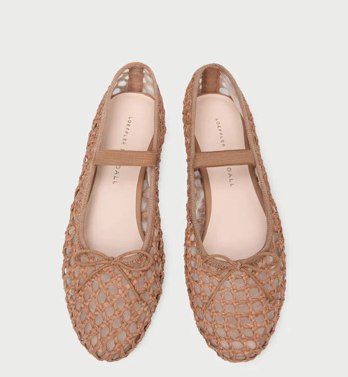 Loeffler Randall Shoe Leonie Crochet Flat, Brown Soho-Boutique