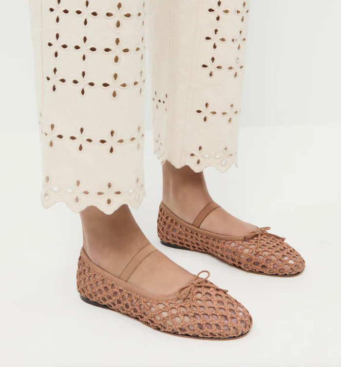 Loeffler Randall Shoe Leonie Crochet Flat, Brown Soho-Boutique