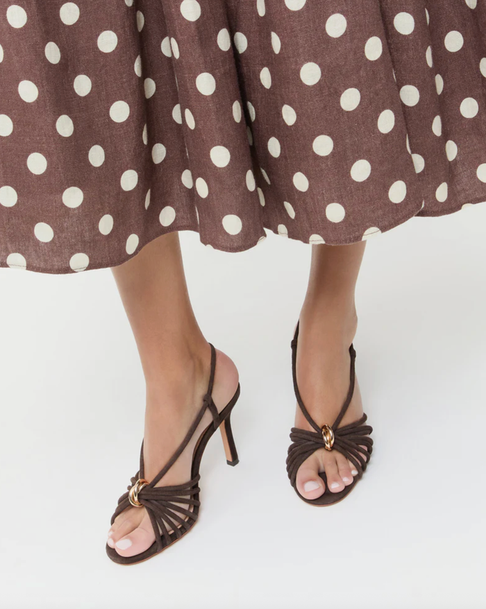 Loeffler Randall Shoe Mareka Strappy Heel W/ Hardware, Brown Suede Soho-Boutique