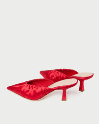 Loeffler Randall Shoes Inez Satin Smocked Mule, Red Soho-Boutique