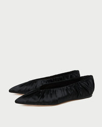 Loeffler Randall Shoes Lane Satin Smocked Ballet Flat, Black Soho-Boutique