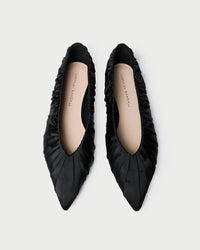Loeffler Randall Shoes Lane Satin Smocked Ballet Flat, Black Soho-Boutique
