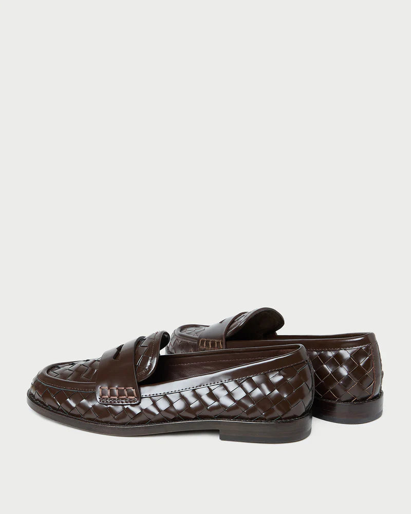 Loeffler Randall Shoes Rachel Woven Leather Loafer, Espresso Soho-Boutique