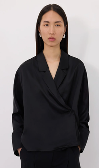 Loulou De Saison Blouse Persia Satin Blouse, Black Soho-Boutique