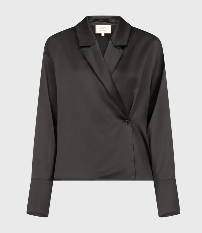 Loulou De Saison Blouse Persia Satin Blouse, Black Soho-Boutique