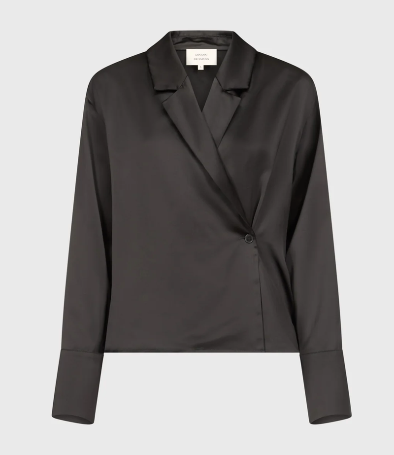 Loulou De Saison Blouse Persia Satin Blouse, Black Soho-Boutique