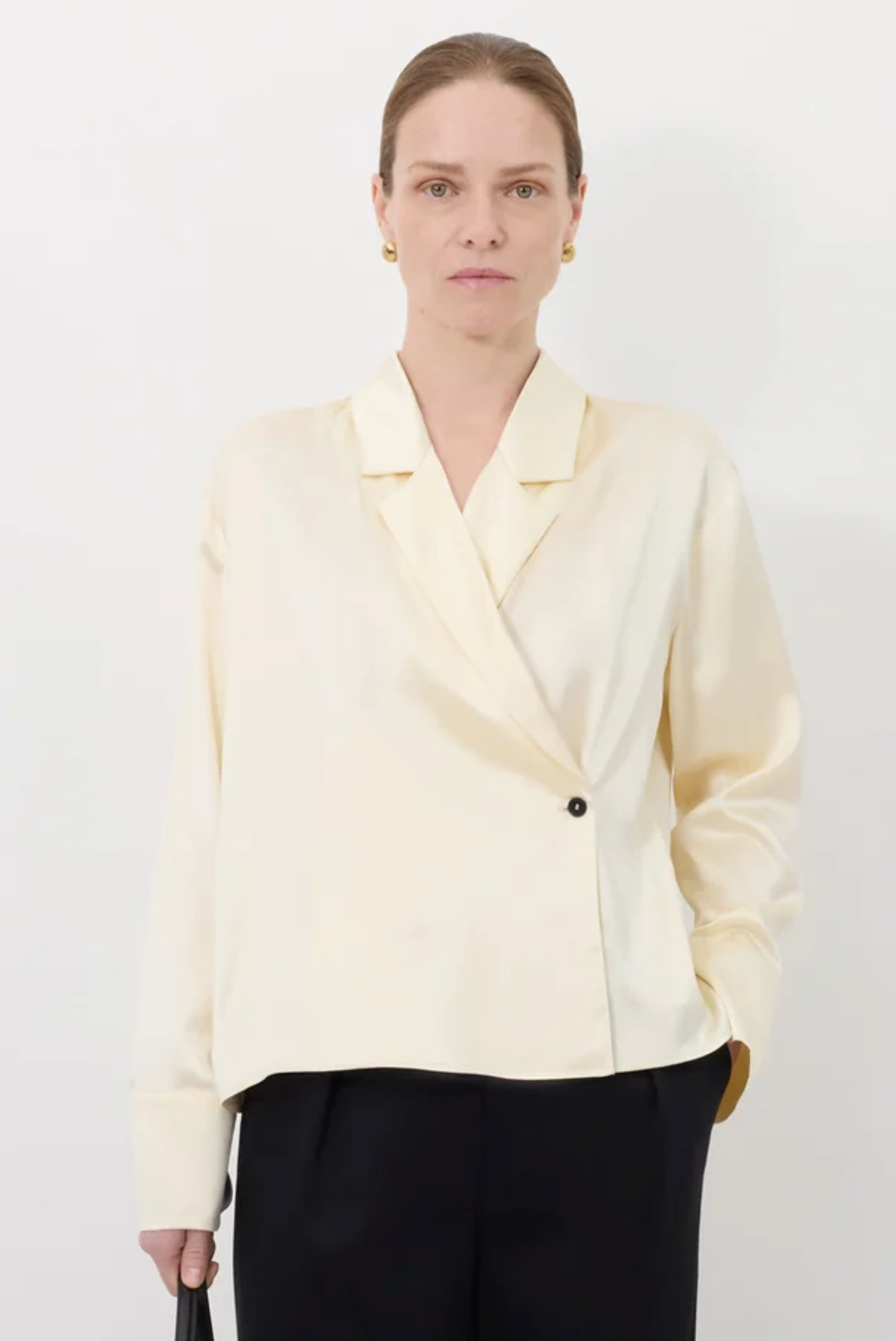 Loulou De Saison Blouse Persia Satin Blouse, Ivory Soho-Boutique