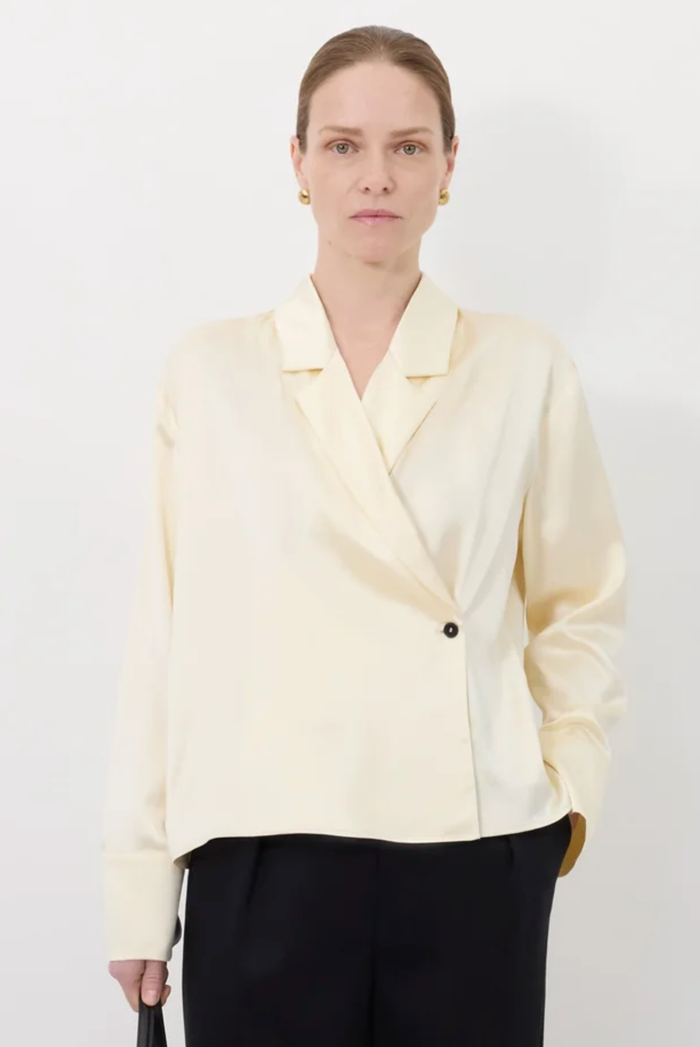 Loulou De Saison Blouse Persia Satin Blouse, Ivory Soho-Boutique